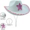 4E's Novelty 2 Sets White Cowgirl Hat with Pink Star, Brim Sequins and Light Pink Heart Sunglasses - Sparkly Cowgirl Hat Perfect Cowgirl Costume for Girls